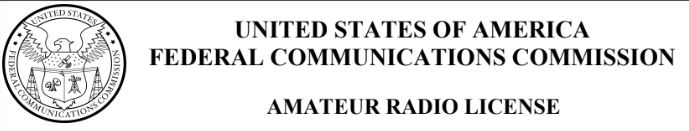 FCC Amateur Radio License header